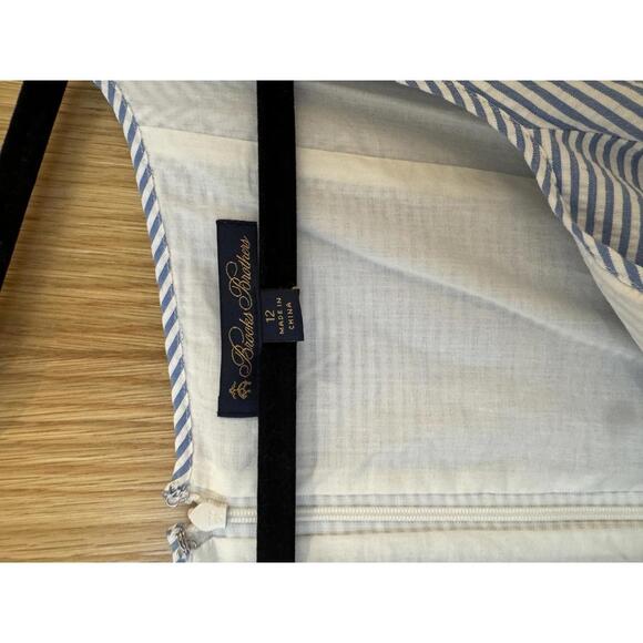 Brooks Brothers Regency Seersucker Sundress White Blue Size 12 Stretch Cotton - Picture 7 of 9